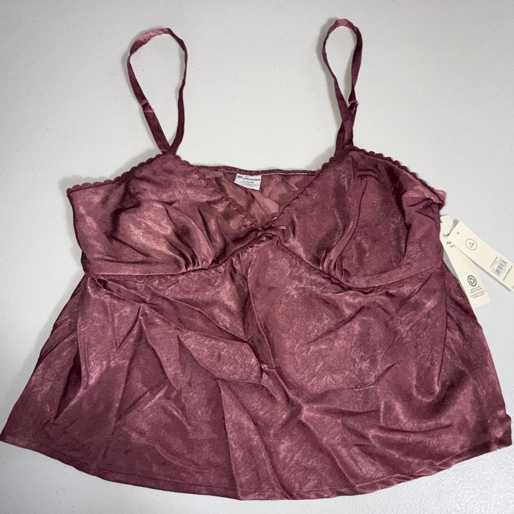 No Boundaries Women's Woven Cami Top with Lace Trim and Bow, NWT XL (16-18)